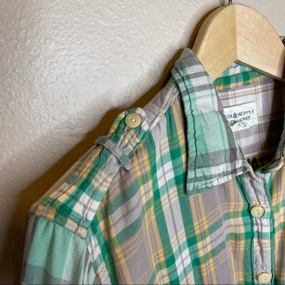 Denim & Supply Ralph Lauren Plaid Cotton Button Up Shirt Size Large Womens - Picture 5 of 7